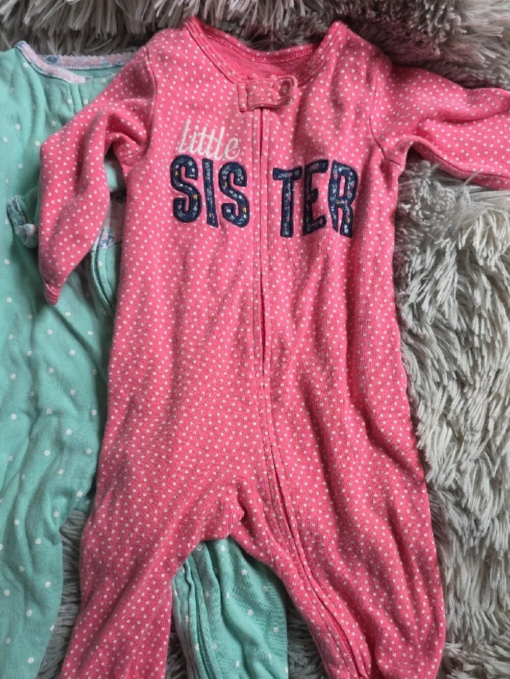 Carter's Pink, Teal & Mauve Polka Dot One-Piece Footed Pajamas - 3 Pack Look